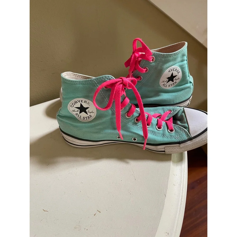 Converse Chuck Taylor All Star High Top Sneakers Teal Pink 171262F Womens 9.5 - Picture 6 of 8